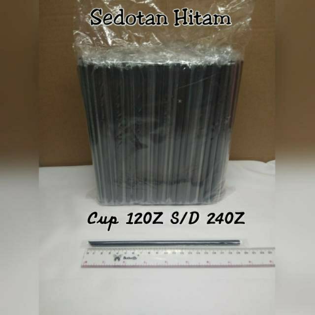 

Sedotan Plastik 6mm 20cm Hitam Steril isi 300 Batang