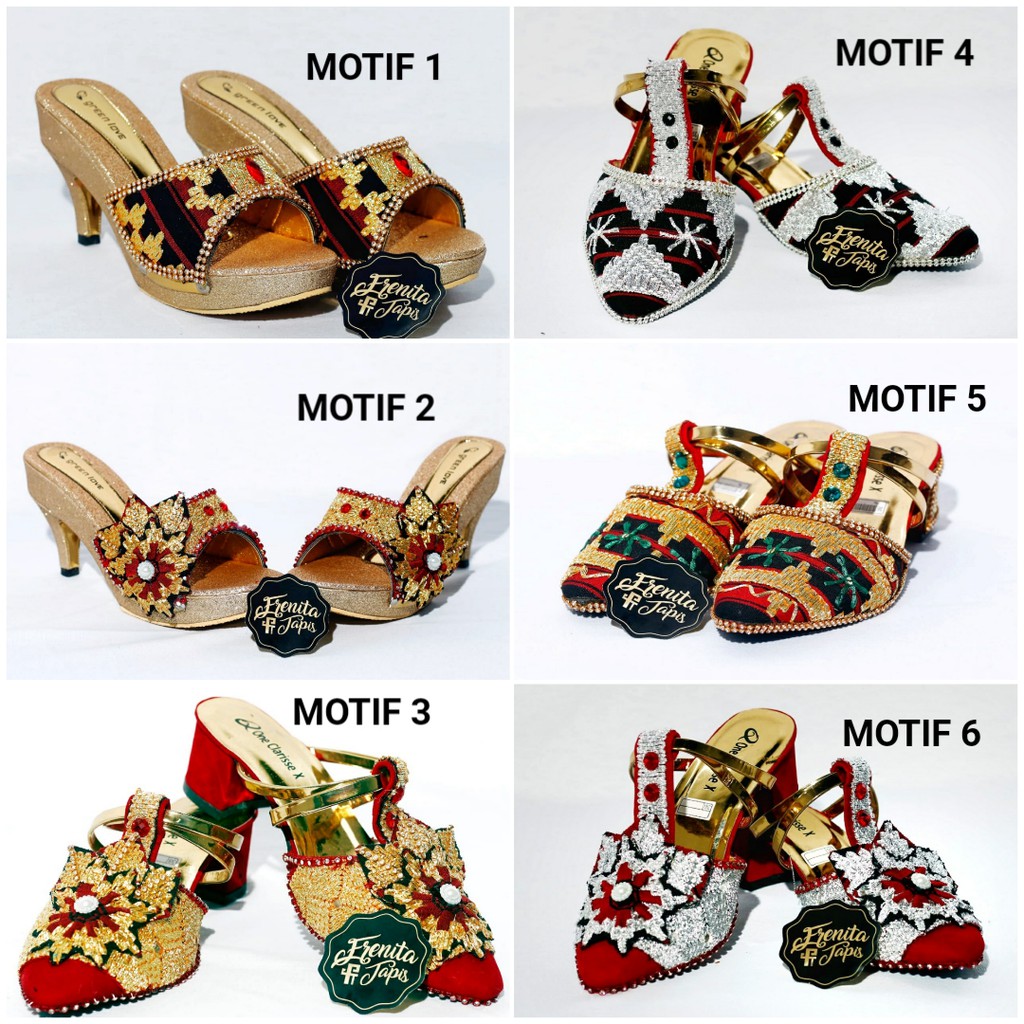 [BISA COD] Sandal Heels Tapis Cantik Motif Bunga