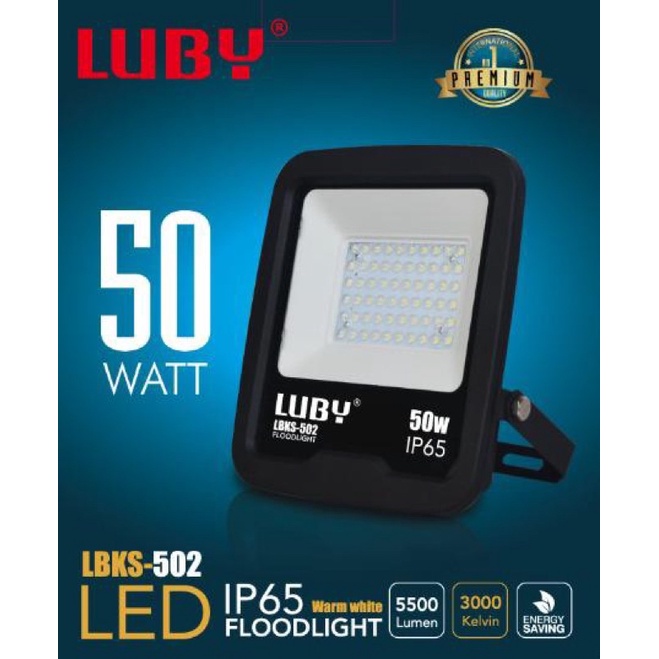 Lampu Sorot / Lampu Tembak LED Putih 50 Watt-502 PREMIUM LUBY - SNI