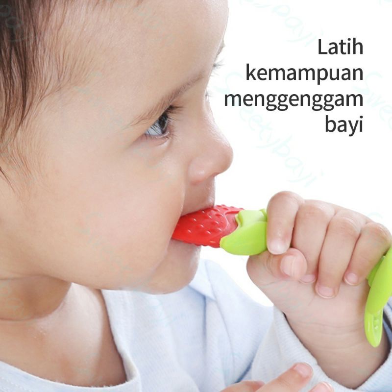 Gigitan Bayi Bentuk Buah Bahan Silikon | Teether Fruits Silicon Mainan Gigitan Bayi