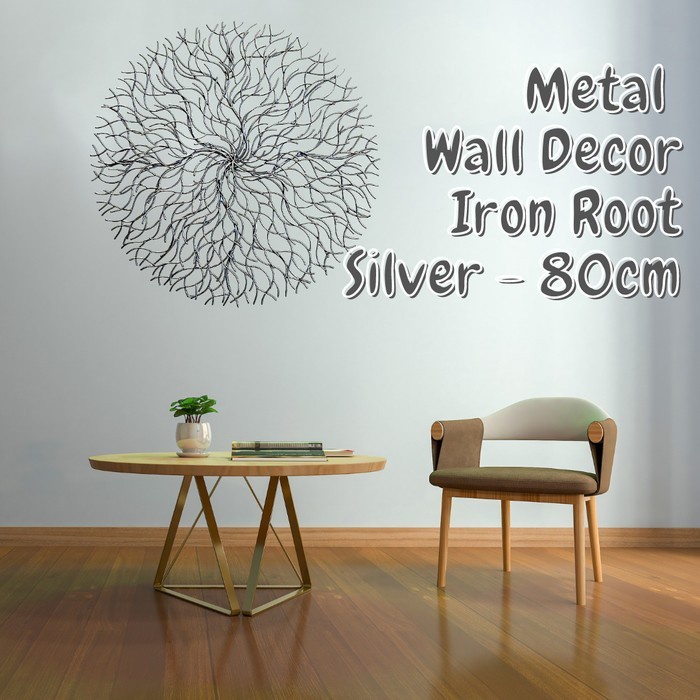 Leolle Dekorasi Dinding Hiasan Dinding Metal Silver | Round Metal Wall Decor