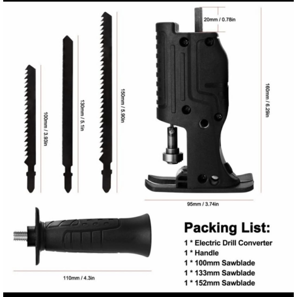 Mesin Gergaji Jig Saw adaptor dengan mesin bor handle tangan adapter