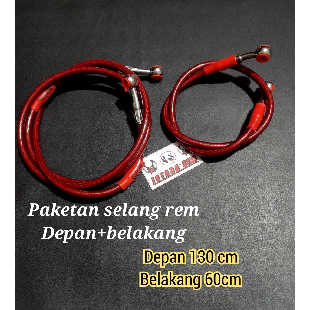 130CM Selang Rem Depan Variasi Panjang Merah + Belakang 60 CM 1 PAKET