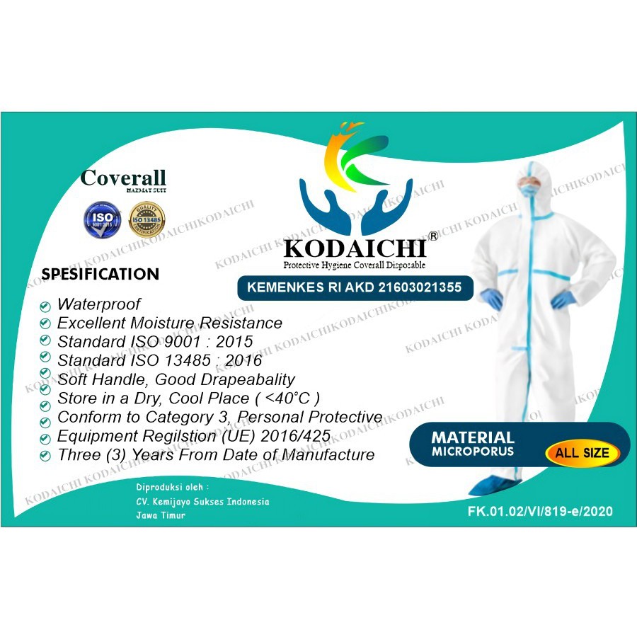 Kodaichi Apd Microporus 1 set Cover Shoes + SB Polyprophilene 45 GSM