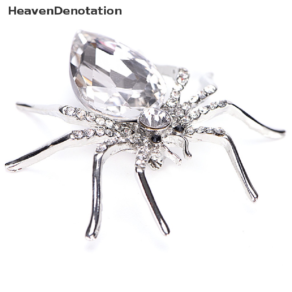 [HeavenDenotation] White Spider Silver Plated Fashion Brooches Jewelry Elegant Crystal Brooch Pin