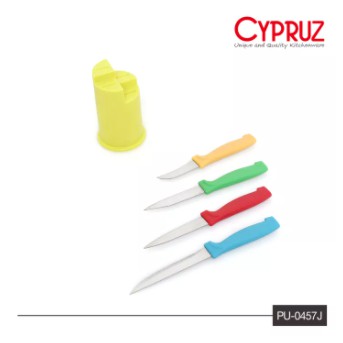 CYPRUZ PU 0457J - Pisau Set+Tempat Set/4 Warna