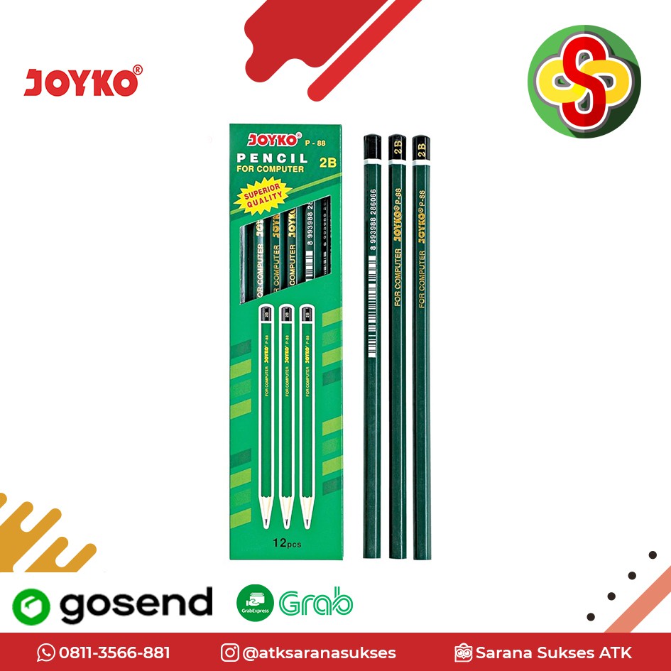 

Pensil / Pencil Joyko 2B P-88 Isi 12 pcs