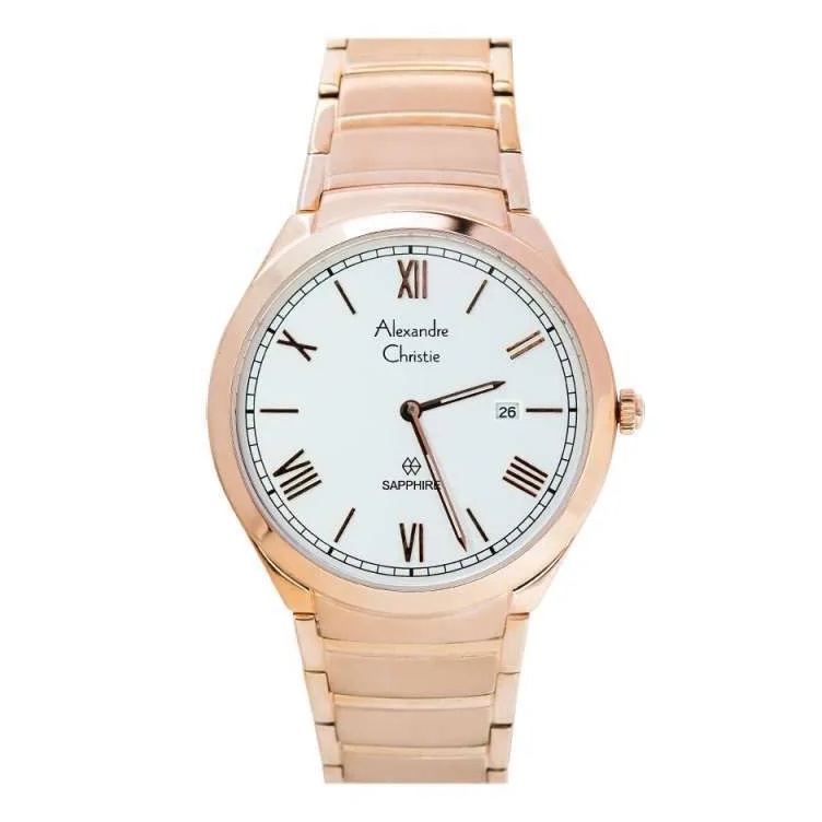 JAM TANGAN PRIA ALEXANDRE CHRISTIE AC8561 AC 8561 MDBRGSL STAINLESS STRAP ROSE GOLD SILVER