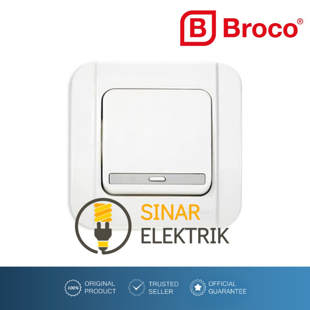 Saklar Lampu Rumah BROCO Galleo Engkel Putih - 1 Jalur IB Inbow Grosir SNI