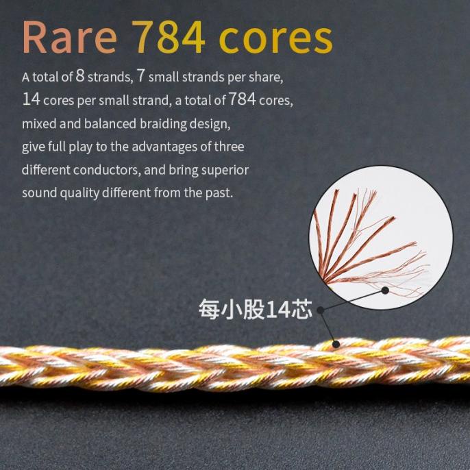 Kz Gold Silver And Copper Mixed Plated 784 Core Upgrade Cable Termurah