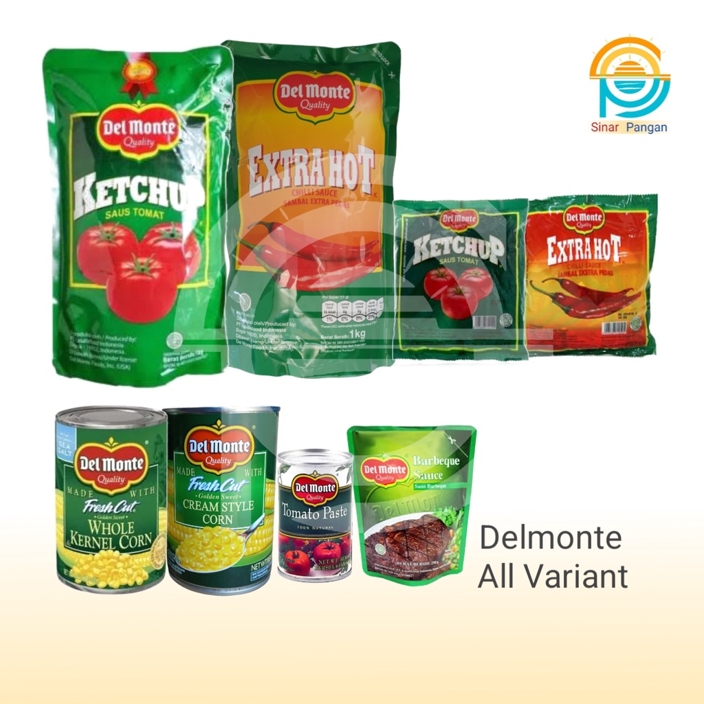 

Delmonte Saus Tomat / Delmonte Saus Sambal / Delmonte Jagung Kaleng / Delmonte BBQ / Delmonte Tomato Paste / Delmonte Extra Hot Chili Spicy