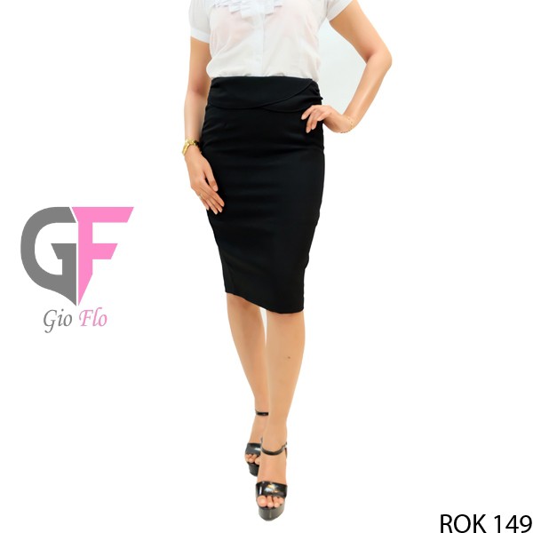 GIOFLO Rok Hitam Selutut Wanita Kantoran Black / ROK 149