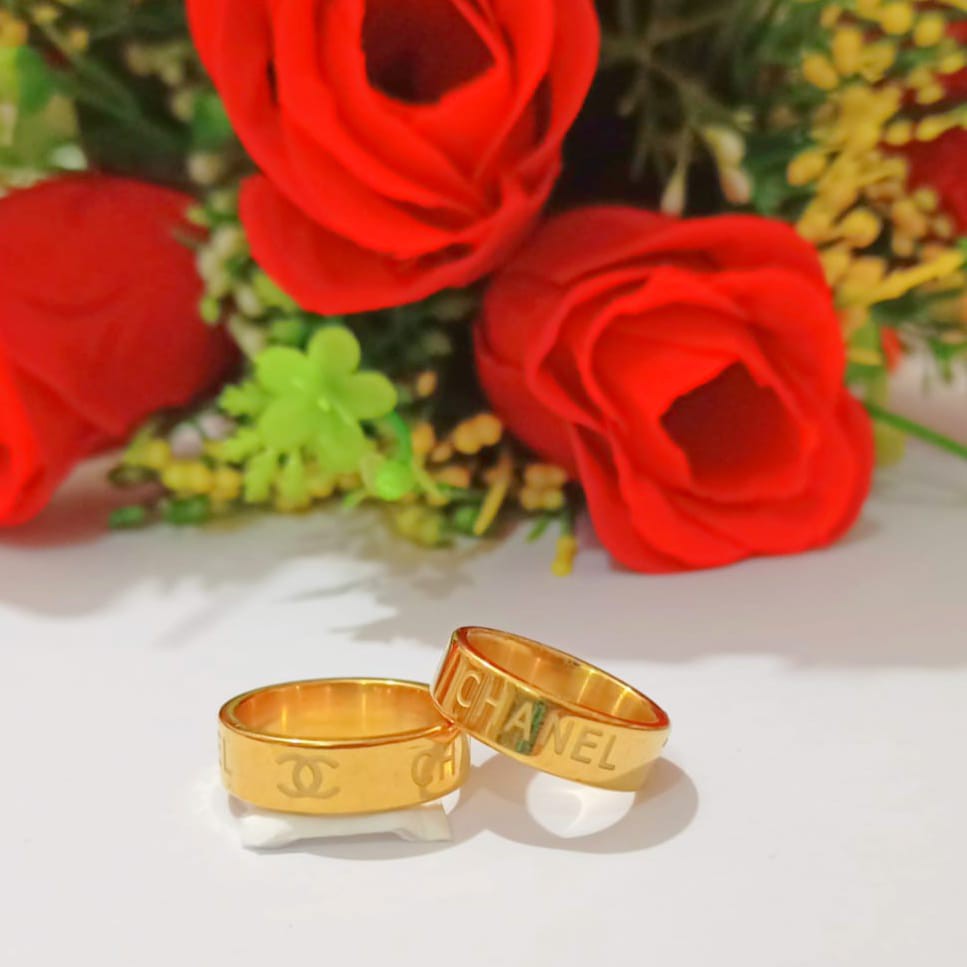 COD Cincin TITANIUM motif BRAND wanita pria, TIDAK LUNTUR, TIDAK KARAT