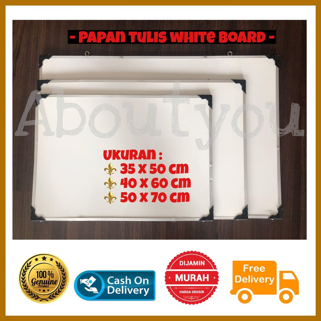 

White Board Papan tulis gantung tempel 40 x 60 cm murah besar putih