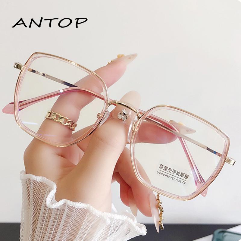 Oversized Frame Kacamata Anti Radiasi Kacamata Korea Bentuk Bulat Bahan Metal Untuk Pria Dan Wanita ANTOP