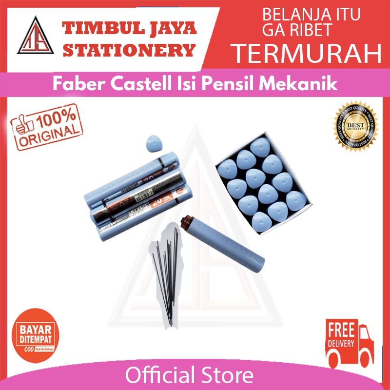 

Faber castell isi pensil mekanik 0.5mm 2b lead superfine grip light blue isi 12 tube