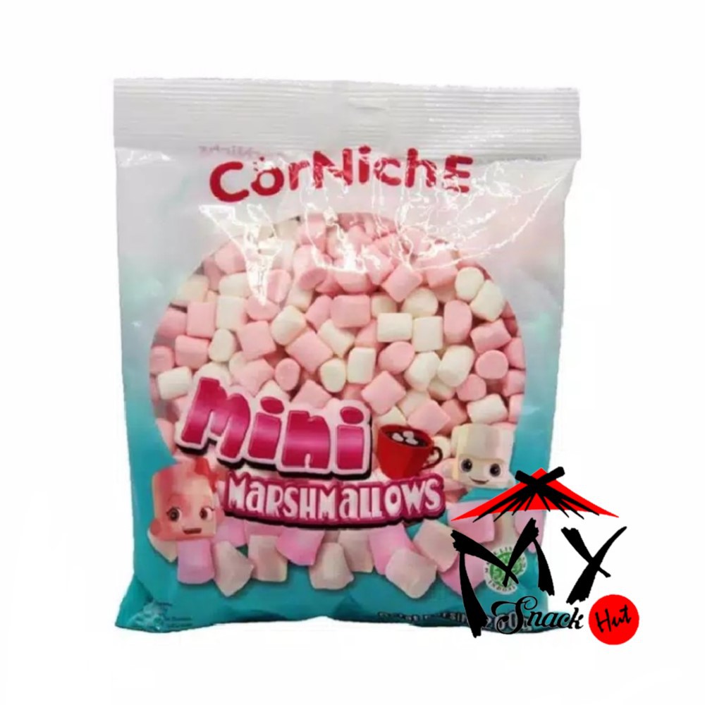 CORNICHE MINI MARSHMALLOW MIX 200GR MARSHMELOW KECIL MERAH MUDA PUTIH
