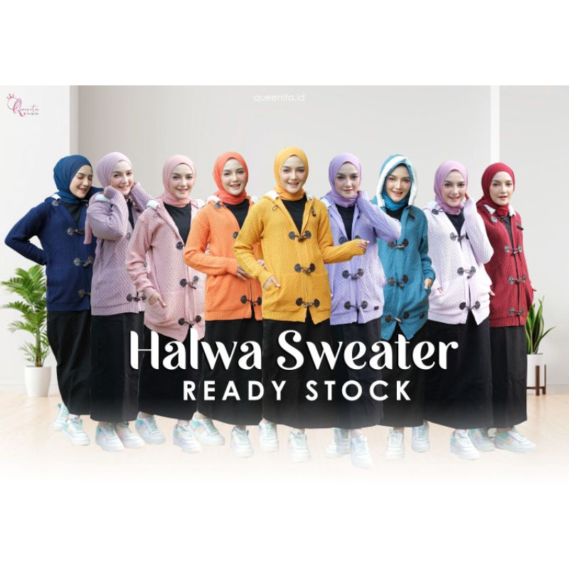 cardigan rajut halwa sweater jaket wanita muslimah outer Original branded bya queenita