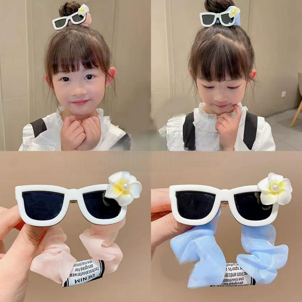 (Hallo Girl)F233 Ikat Rambut Anak Lucu Korean Style/Ikat Rambut Motif Kacamata Import