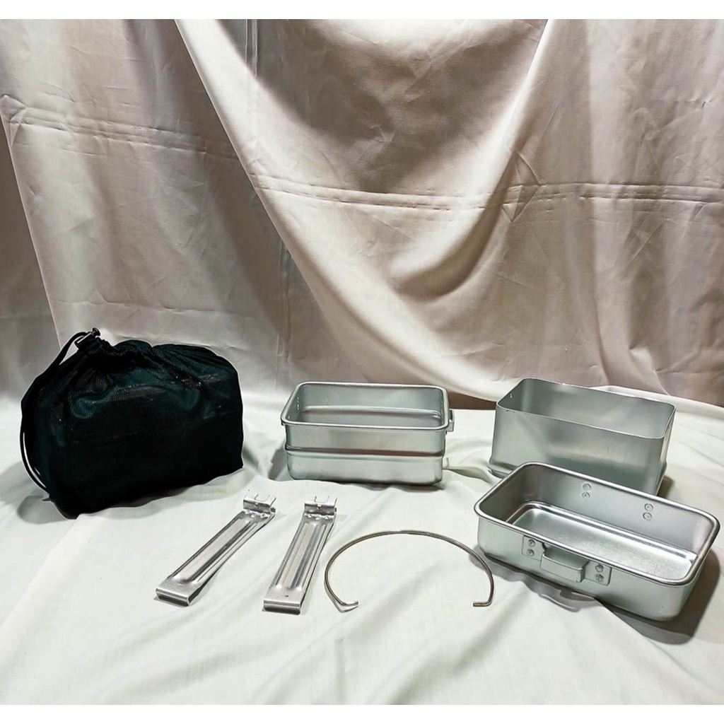 NESTING KOTAK TNI/ ALAT MASAK CAMPING/ COOKING SET KOTAK/ NESTING TNI