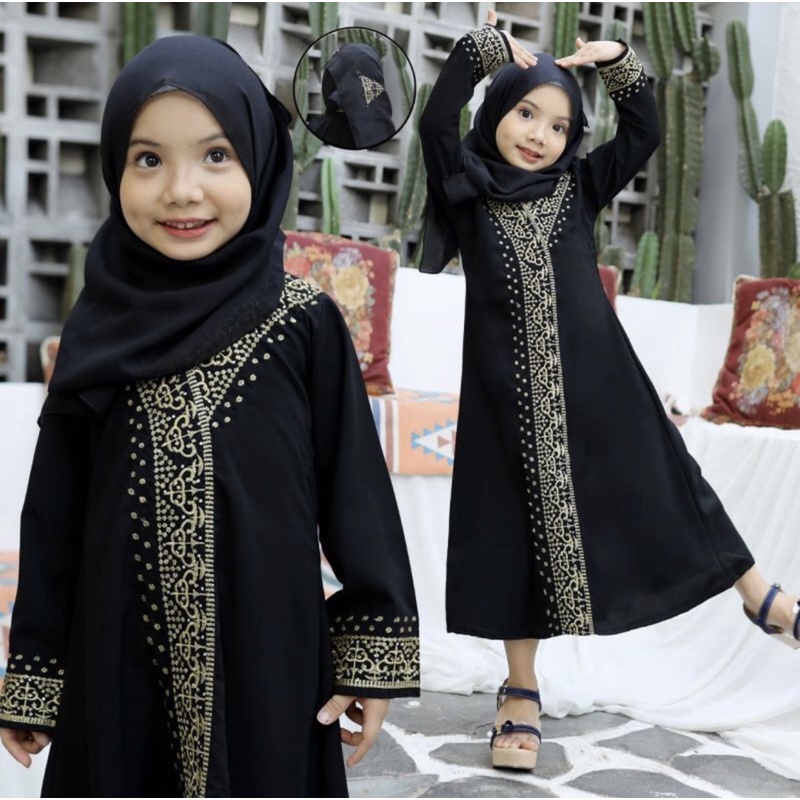 GAMIS SYARI ABAYA ANAK KIMONO JALABIYAH PLUS PASMINA COD