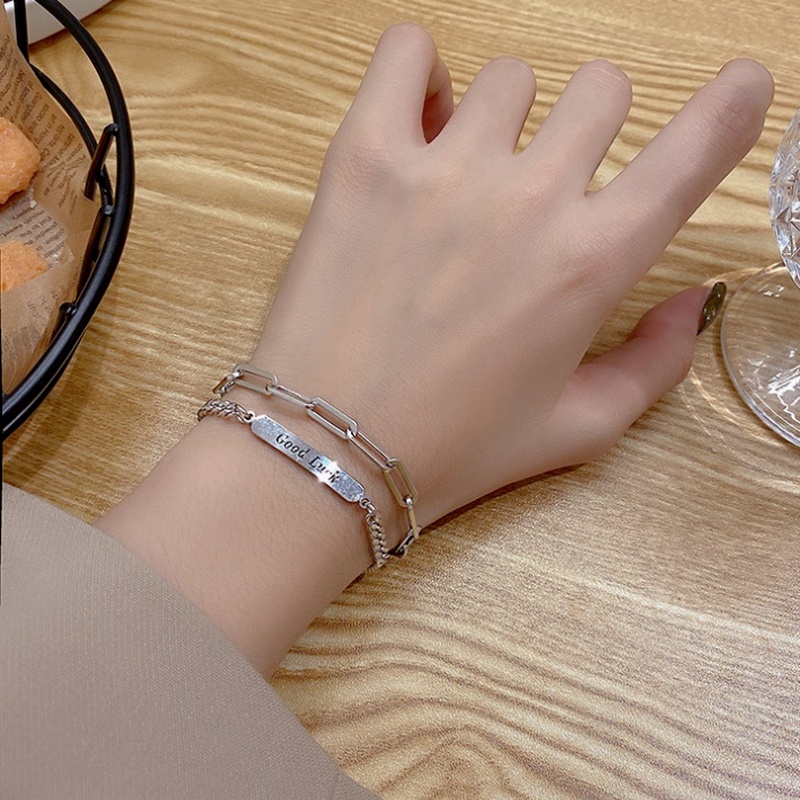 Papaozhu Punk Baja Titanium Rantai Pergelangan Tangan Keberuntungan Gelang Untuk Wanita Pria Pasangan Gelang Bangle Perhiasan