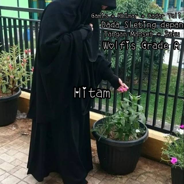 Set Gamis AZIZAH syari/ gamis set cadar tali/ gamis syari murah/ gamis set wolfis/ khimar syari