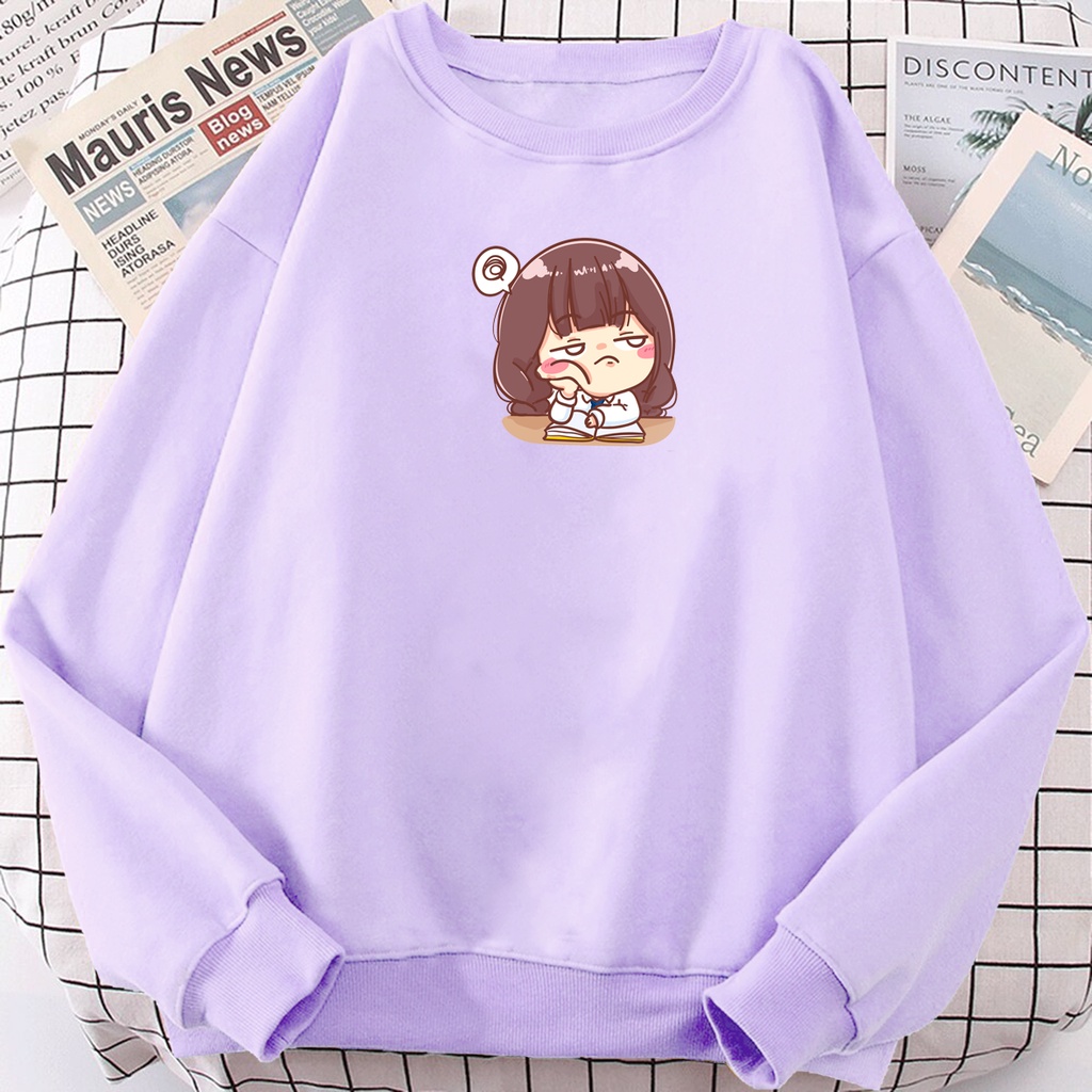 Sweater oblong oversize wanita BORING GIRL sweter crewneck bigsize terbaru murah kekinian