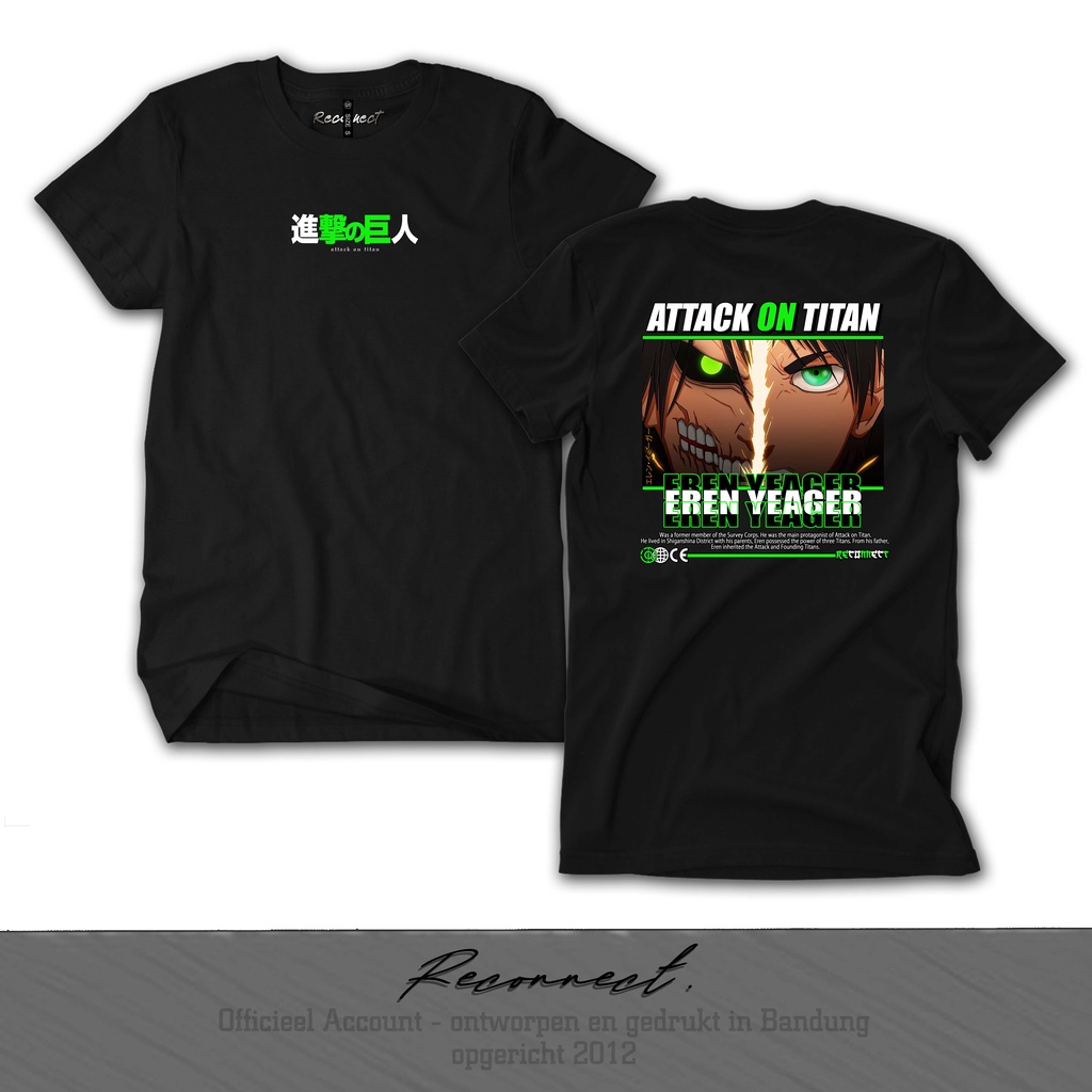 Reconnect Kaos Anak &amp; Dewasa Unisex Anime Attack On Titan Eren Yeager - Gratis Tambah Nama