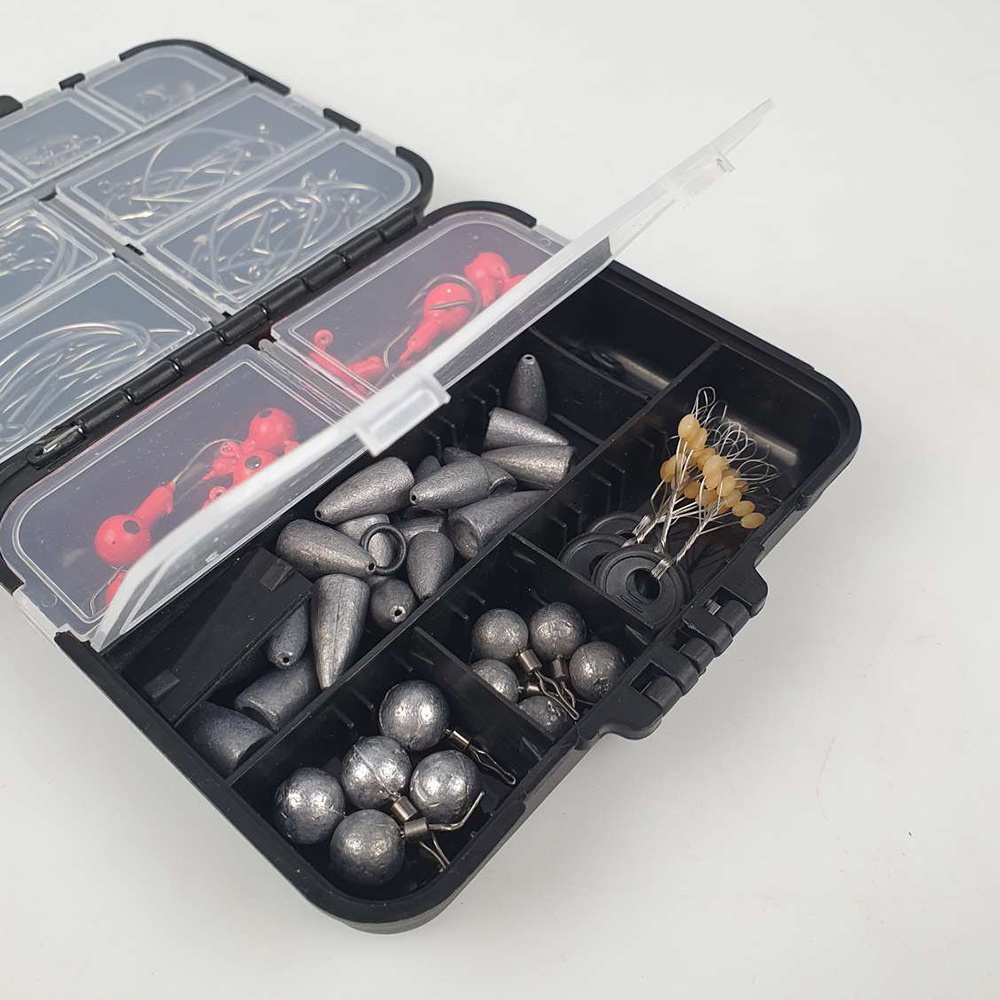 Kail Pancing Fishing Hook Tackle Box Set 148 PCS - JY07 - Black