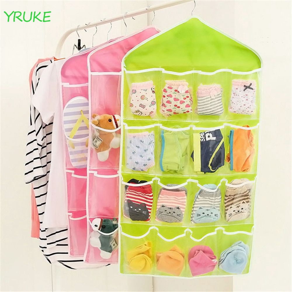 16 Pockets Rack Holder Over Door Storage 16 Pocket Organizer Hanging Bag Shopee Indonesia