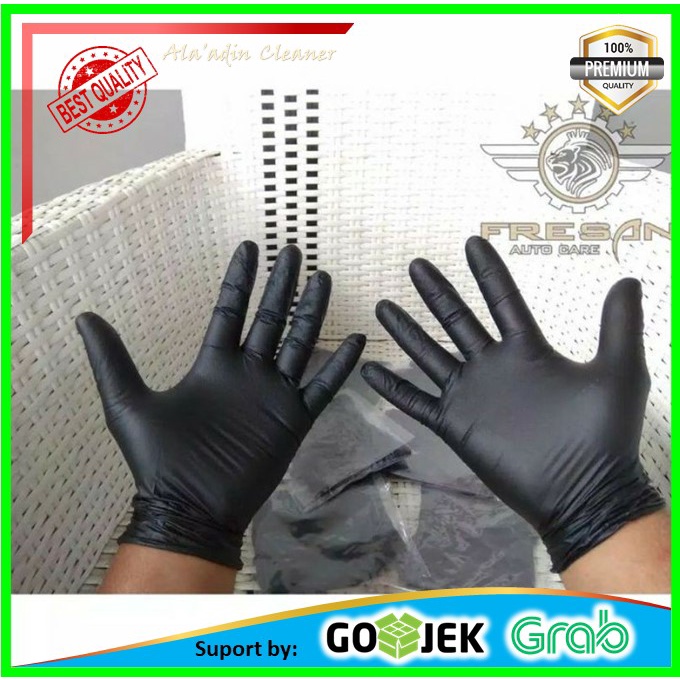 Cuci Gudang Sarung Tangan Karet Nitrile Hitam ECER SATUAN TERMURAH COD