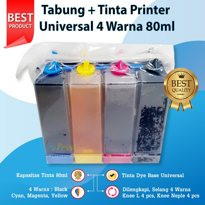 Tabung tinta 4 warna 80 ml Printer Modif infus Canon Ip2770 mp287 MP237 TS307 TS207 Mg2570 HP 2135