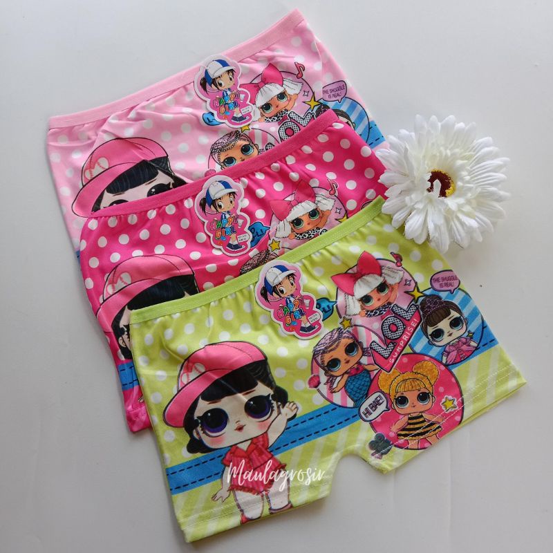 6 PCS Boxer Anak Cewek Motif Kartun