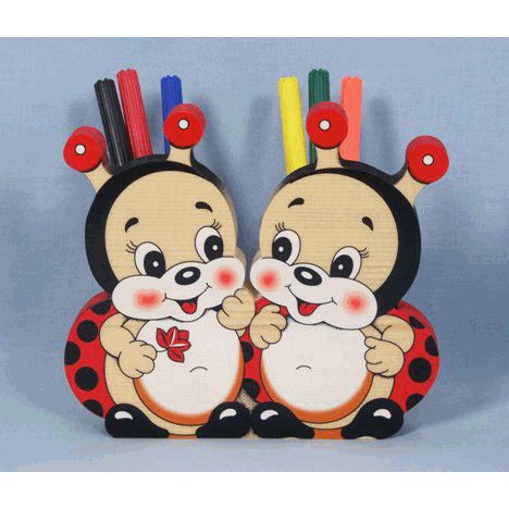 

Pen holder double ladybird Bartolucci