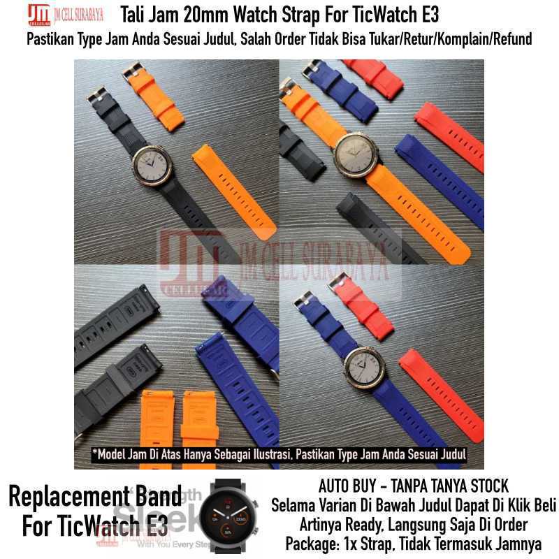 SIKAI Wide Watch Strap Ticwatch E3 - Tali Jam 20mm Rubber Sporty Silikon