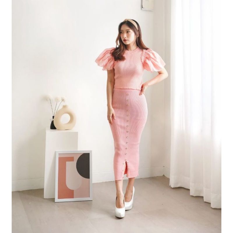 MDLV ~ A163# Donita Knit Suit Knit Bodycon Set Knit Set Premium Setelan Rajut wanita Setelan rajut Import Setelan rajut premium Fashion Import