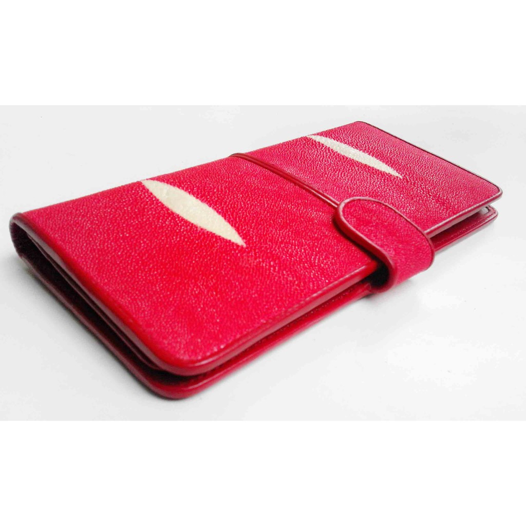 Dompet Wanita Kulit Pari Model Lipat Dua Merah Mata Oval