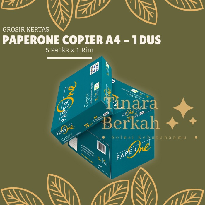 

Kertas HVS PAPER ONE Copier A4 75 GR GSM / Print Fotocopy PO Murah PAPERONE 1 DUS KARTON 5 Rim