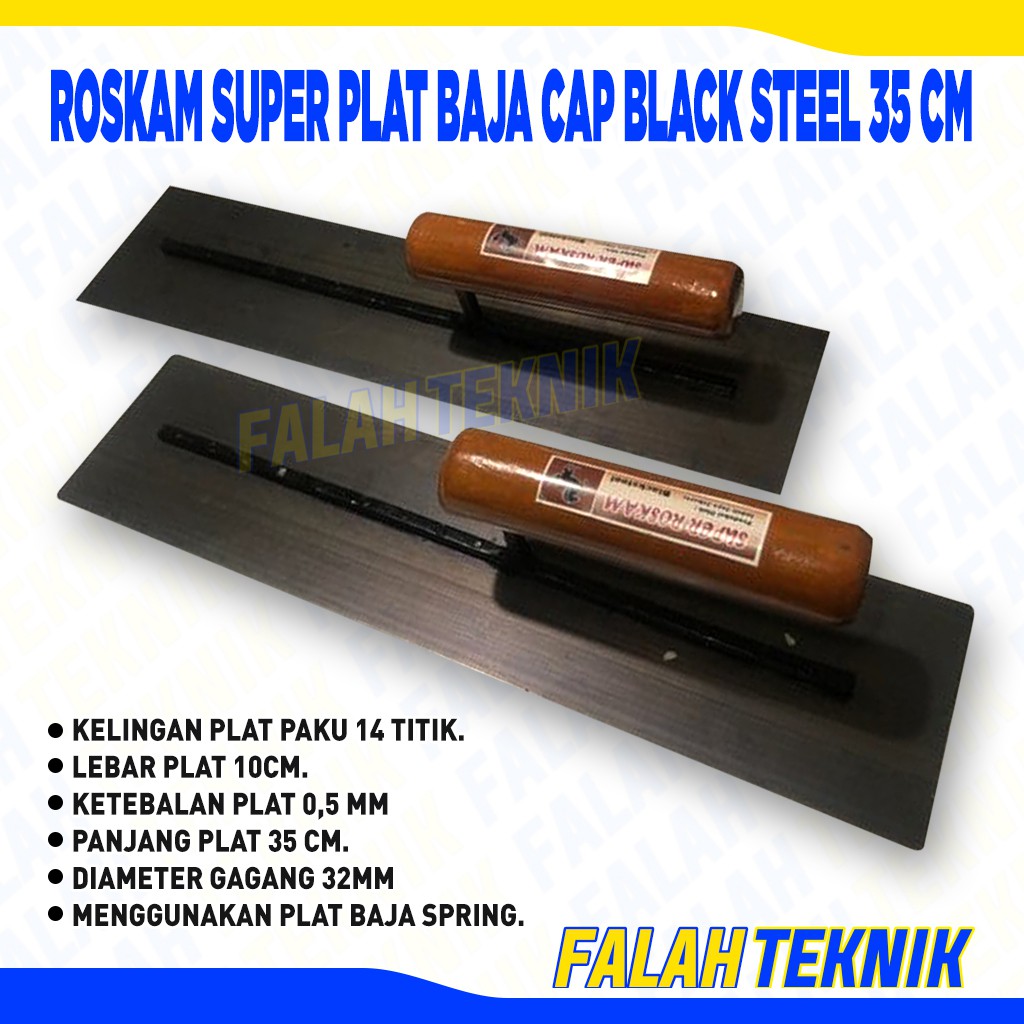 Roskam Raskam Super plat baja Cap BLACK STEEL 35 CM