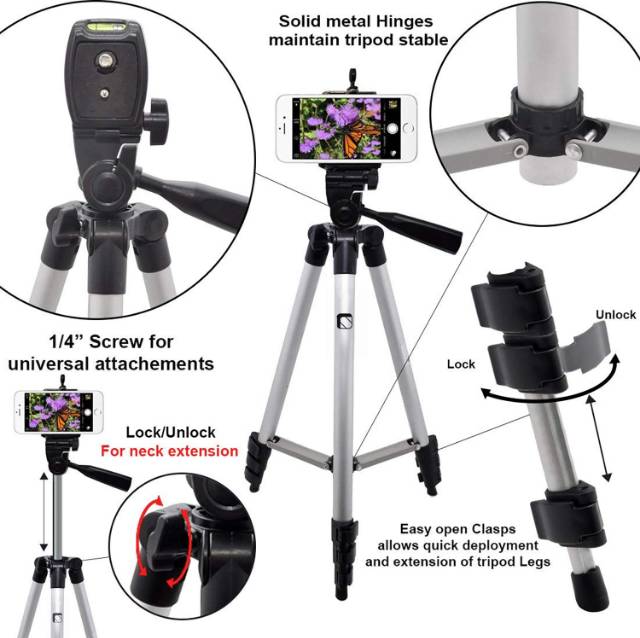 Tripod kamera Portable Stand Holder tripod Camera hp Panjang 1 meter 3ll0