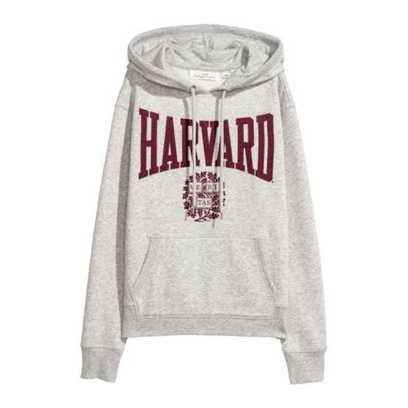 COD 9.9 Hoodie Jaket Pria Wanita H&amp;M Harvard University Grey Sweater Crewneck HnM Cowok Cewek Full Tag