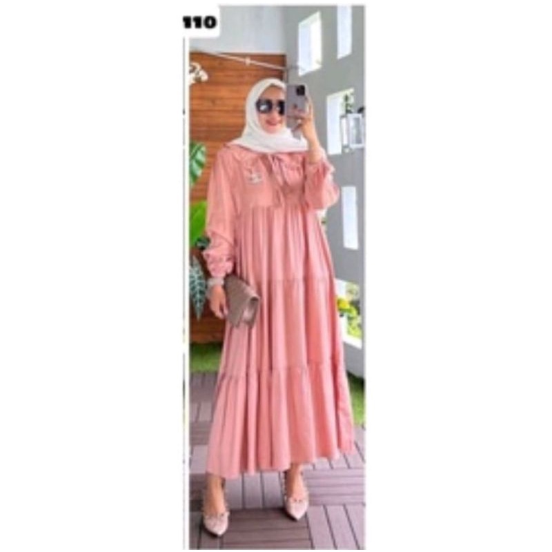 GEHAPE NAOMI MIDI DRESS MUSLIM POLOS KOREAN STYLE VINTAGE PREMIUM KANCING COD