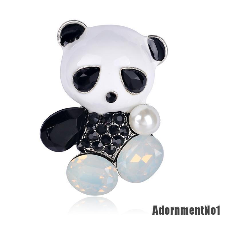 (Adornmentno1) Bros Pin Enamel Desain Panda Hias Kristal Untuk Pengantin Wanita