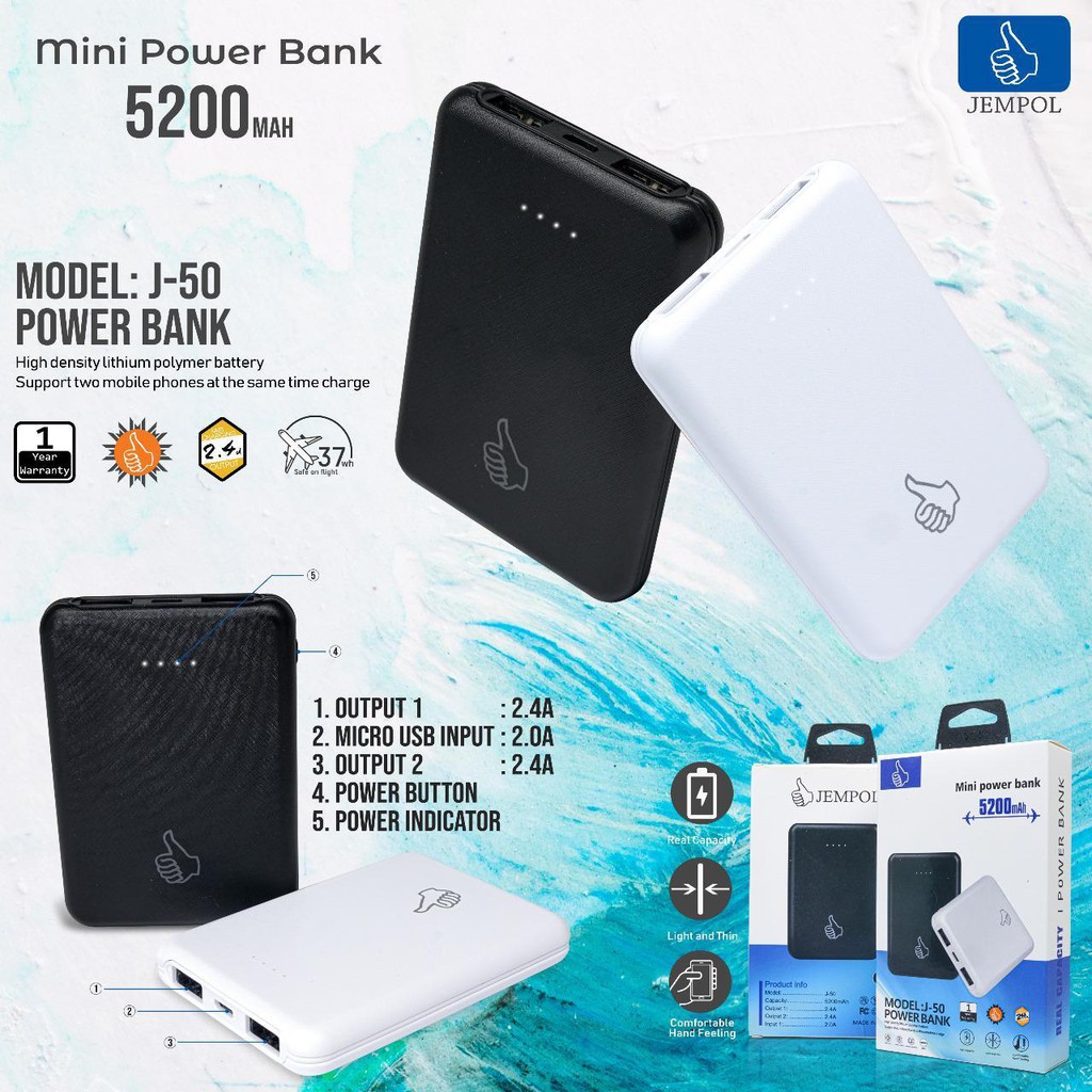 Powerbank Jempol J-50 Poer Bank JEMPOL J50 J 50