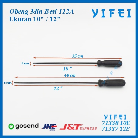 Obeng Min Besi ukuran 10&quot; 12&quot;/YIFEI-71338 10E/YIFEI-71337 12E - 10