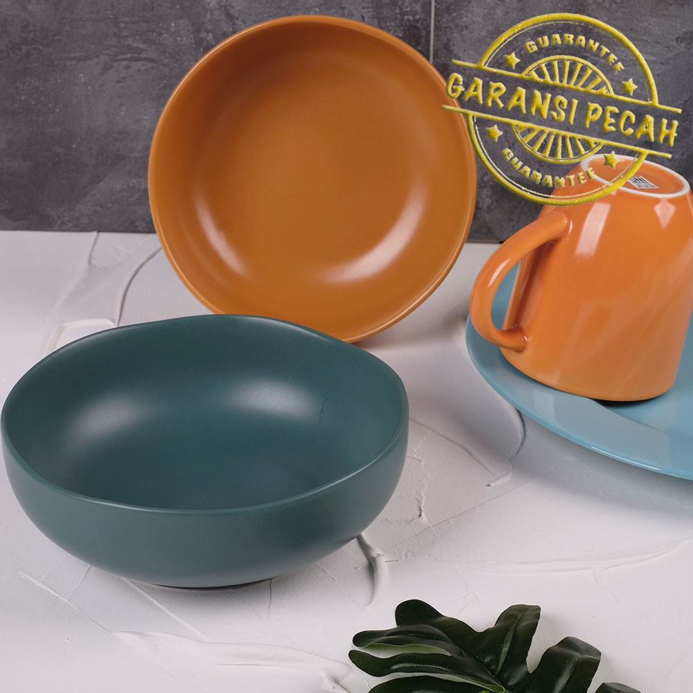 MANGKOK KERAMIK CEREAL BOWL 6 5 INCH ORANGE GREEN Shopee 