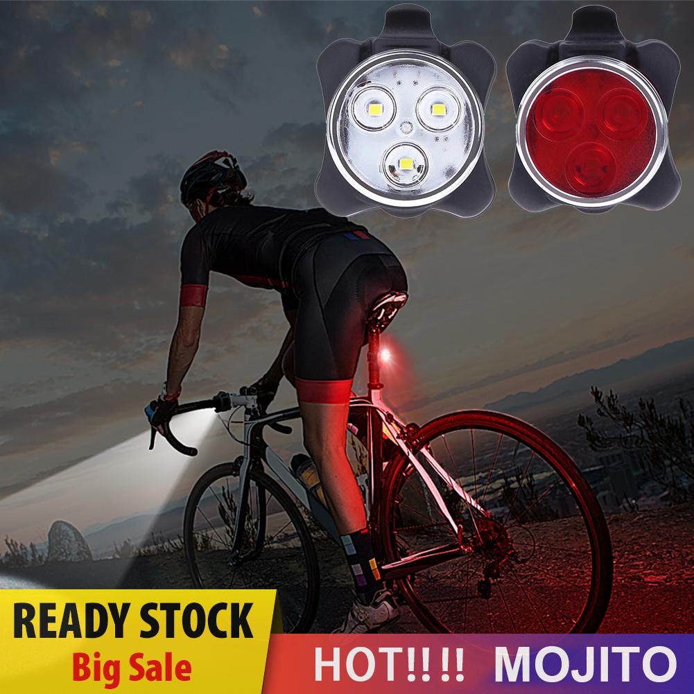 Set Lampu Depan + Belakang Sepeda Gunung Mtb Led Charge Usb