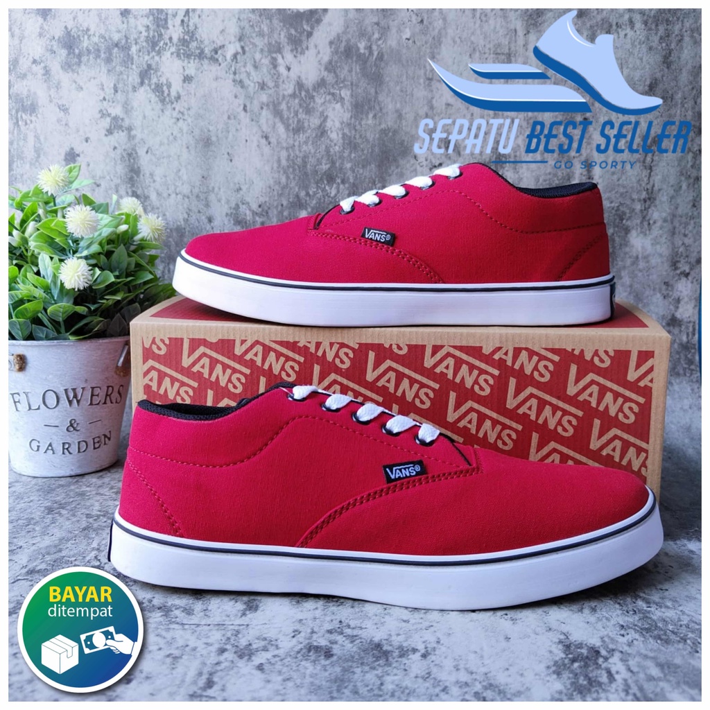 Siap Kirim Sepatu Sekolah Vans Era Authentic California Merah Pria Wanita Murah COD