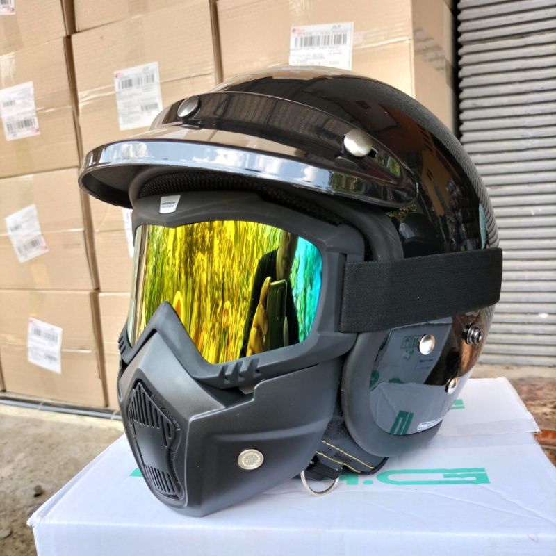 (Bisa COD) HELM BOGO DEWASA FUL LEHER GOGGLE MASK SNI